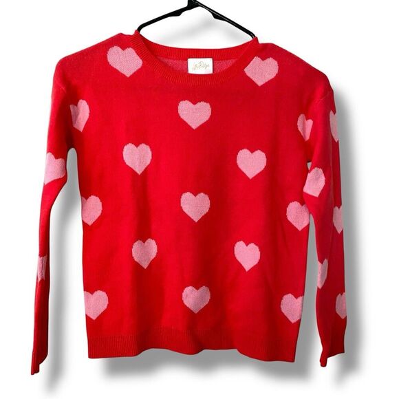 Lilly Pulitzer Tensley Red Sweater L 8-10 Girls Pink Heart  Colorful NWT $78 - Picture 2 of 8